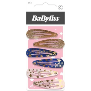 BaByliss KIDS Glitter & Stars Hair Clips (1724) 6 Pieces