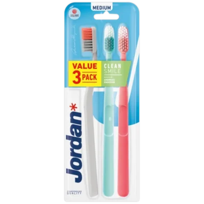 Jordan Clean Smile Toothbrush 3 Pack Medium